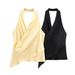 Aria Basics Aria Basics Foreign Trade European And American Women's Clothing 2026 Summer New Backless Solid Color Silk Satin Texture Halter Neck_ecoleips.com