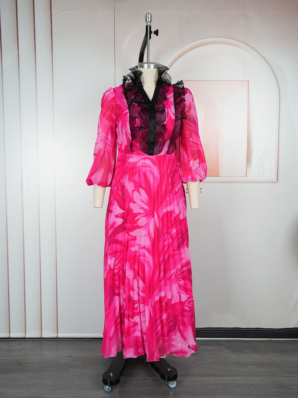 Women's Clothing Plus Size Clothes Elegant Long Pleated Maxi Skirt For Women - African Print Chiffon Dress With Flowy Design_ecoleips.com