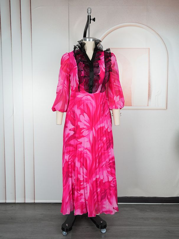 Women's Clothing Plus Size Clothes Elegant Long Pleated Maxi Skirt For Women - African Print Chiffon Dress With Flowy Design_ecoleips.com