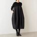 Autumn And Winter Lotte Round-Neck Long-Sleeved Knitted Patchwork Long Dress_ecoleips.com