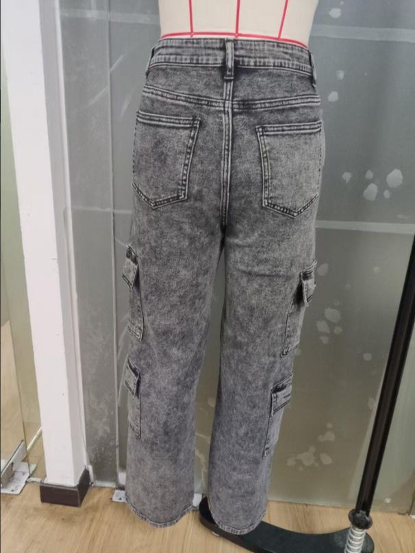 K Fashionable High Elasticity Multi Pocket Work Pants, Denim Pants, Jeans_ecoleips.com