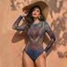 Women's Two Piece Swimwear Long Sleeve Mesh Swimsuit UPF 50+ 2026 New Smart Swimsuit SPF High Elasticity Padded Beachwear_ecoleips.com