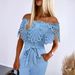 Women's Clothing One Shoulder Lace Jumpsuit With Original Fabric Belt_ecoleips.com
