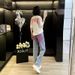 Women's Clothing Fashion Suit Summer, Loose Sportswear, Internet Celebrity Street Style, Short Sleeved T Shirt, Denim Straight Pants, Two Piece Suit_ecoleips.com