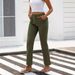 Military Green High-Waisted Wide Leg Straight Casual Cargo Jeans Stretch Denim Fashionable European American Style_ecoleips.com