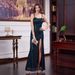 "Sparkling Sequined Evening Gown – Slim Fit Spaghetti Strap Dress With High Slit"_ecoleips.com