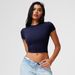 Women's Slim Fit High Elasticity T-Shirt Summer Short Sleeve Straight Shoulder Fitness Sports Yoga Top_ecoleips.com