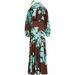 Women's Off-Shoulder Raglan Sleeve Dress Large Swing Slit Print Celebrity Style Temperament Holiday_ecoleips.com