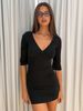 Absobe Women Twist V Neck Bodycon Mini Dress Slim Mid Sleeve Solid Color Sexy Y2K Casual Tee Dress Date Vacation Outfit 2026_ecoleips.com