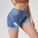 Women's Clothing High-Waisted Denim Shorts Ripped And Cuffed High Elastic Trendy Hot Pants European And American Style_ecoleips.com