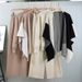 Women's Clothing Fashion Knitted Color Matching Shawl Wide Leg Pants Temperament Fashionable Three Piece Suit_ecoleips.com