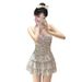 Women's Retro Polka Dot Backless Swimsuit Sweet Conservative Style Slimming Tummy Covering One Piece Alluring New Swimwear_ecoleips.com