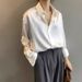 Women's Clothing acetate satin shirt women's glossy outer wear drape long sleeved shirt design niche light mature top spring_ecoleips.com