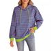 Women's Casual Striped Hooded Sweatshirt Oversized Streetwear Pullover Cotton Blend Long Sleeve Loose Fit Fall Winter Fashion_ecoleips.com
