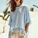 Women's round Neck T-Shirt Solid Color with Tassel Hem Loose Top Lightweight Breathable Batwing Sleeves European American Style_ecoleips.com