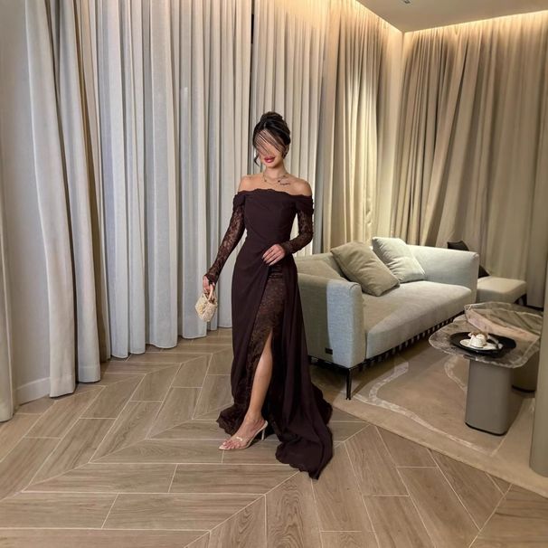 Women's Strapless Lace Patchwork Dress European American Style Spring Summer Long Sleeve Full Skirt Elegant Retro Clothing_ecoleips.com
