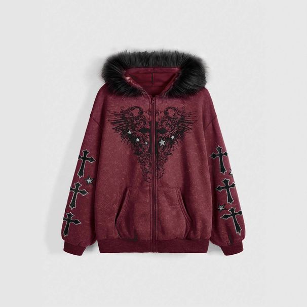 Women's Skull Hoodie Long Sleeved European American Style Lazy Cool Couple Top Wholesale 2025 New Cross Border_ecoleips.com