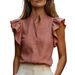 Vintage Flounce Sleeveless Blouse - Minimalist Relaxed Fit Women's Top With Romantic Ruffle Details_ecoleips.com