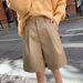 Aria Basics Aria Basics 2025 Spring Autumn New Women's Fashion European And American Style PU Shorts High Waist Loose Five-Point Leather_ecoleips.com