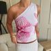 E24TP016 European And American Cross Border Lily Flower Print Oblique Collar One Shoulder Sleeveless Vest Top For Women 2024 Summer New_ecoleips.com