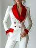 "Women's Streetwear Blazer With Peplum Sleeves & Contrast Pockets - Double-Breasted Polyester Jacket (S-XXL, 2 Colors)"_ecoleips.com