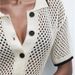 Women's Breathable Lace-Up Knit Short Sleeve Shirt Cropped Open-Front Cardigan Casual Chic Style_ecoleips.com
