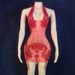 Women's Clothing Dance Training Clothes Sexy See Through Rhinestone Halter Neck Dress Female Singer Guest Host Performance Clothes_ecoleips.com