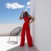 Women's Clothing New Summer Solid Color Sleeveless Off Shoulder Sexy Halter Neck Waist Jumpsuit Women's Clothing_ecoleips.com