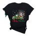 Merry Christmas, Christmas Tree, Santa Claus, Clothing, Simple Women's Plus Size Printed Short Sleeve T-Shirt_ecoleips.com