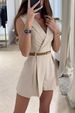 Fashion Women's Elegant Slim Fit Commuter Suit Jumpsuit Straight Leg Shorts New Style Vacation Style_ecoleips.com
