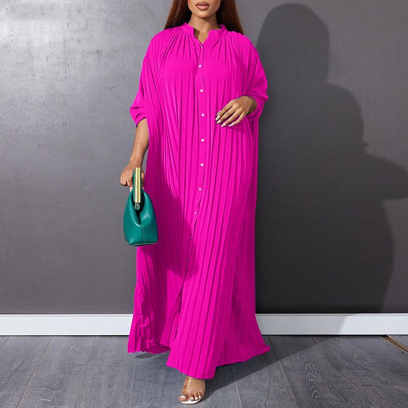 Women's Clothing New Loose Single Breasted Pleated Cardigan Large Size Dress_ecoleips.com