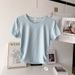 Women's Summer Yoga T-Shirt Ribbed High Elastic Quick Drying Breathable Short Sleeve Fitness Running Top_ecoleips.com