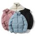 Korean Style Slim Stand Collar Jacket – Unisex Winter Coat (Black, Pink, White, Blue, M-5XL)_ecoleips.com