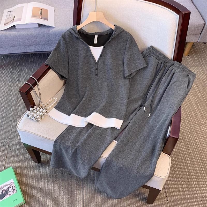 Women's Clothing Design Fashion Sports Suits For Women Big Size New Summer Short Sleeves Fashionable Casual Stylish Two Piece_ecoleips.com