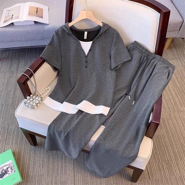 Women's Clothing Design Fashion Sports Suits For Women Big Size New Summer Short Sleeves Fashionable Casual Stylish Two Piece_ecoleips.com