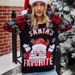 Christmas Sweater Women’s Knit Pullover – Santa Embroidery Oversized Holiday Jumper (S-XXXL, Black/Red)_ecoleips.com