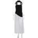Women's Clothing Summer Women's Sexy Patchwork Backless Strapless Dress Style Solid Color Slit Fashion For Formal & Casual For Women_ecoleips.com