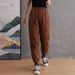 Down Cotton For Women, Outdoor Wear, Winter New Thickened Warm Slimming Jogger Pants, High Waist Loose Casual Pants_ecoleips.com