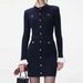 Spring Autumn New Style Women's Long Sleeved Round Neck Knitted Dress With Belt Versatile Slimming Flattering Short Dress_ecoleips.com