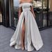 Women's Sexy Backless Spaghetti Strap Maxi Dress With High Slit, Elegant One Shoulder Summer Evening Party Dress, Flowy A-Line Dress For Women_ecoleips.com