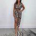 Women's Clothing Print Digital Print Dress Sexy V Neck Irregular Skirt_ecoleips.com