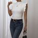 Women's Clothing Sweater Flying Sleeve Sweater Half Turtleneck Sleeveless Sweater_ecoleips.com