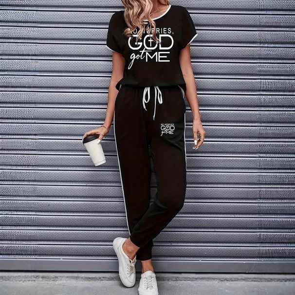 Women's Clothing Color Block Trim Casual Suit Simple Loose Fit Short Sleeve Spring Summer Autumn New_ecoleips.com