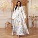 Elegant Jacquard Jalabiya Dress – Modest Muslim Long Sleeve Maxi Dress For Home & Banquets (Sky Blue, Apricot, Mint Green) – Flowing Polyester Abaya_ecoleips.com