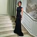 Elegant Fashionable Evening Dress For Women Round Neck Slim Fit Short Sleeve Trailing Dress Bestseller_ecoleips.com