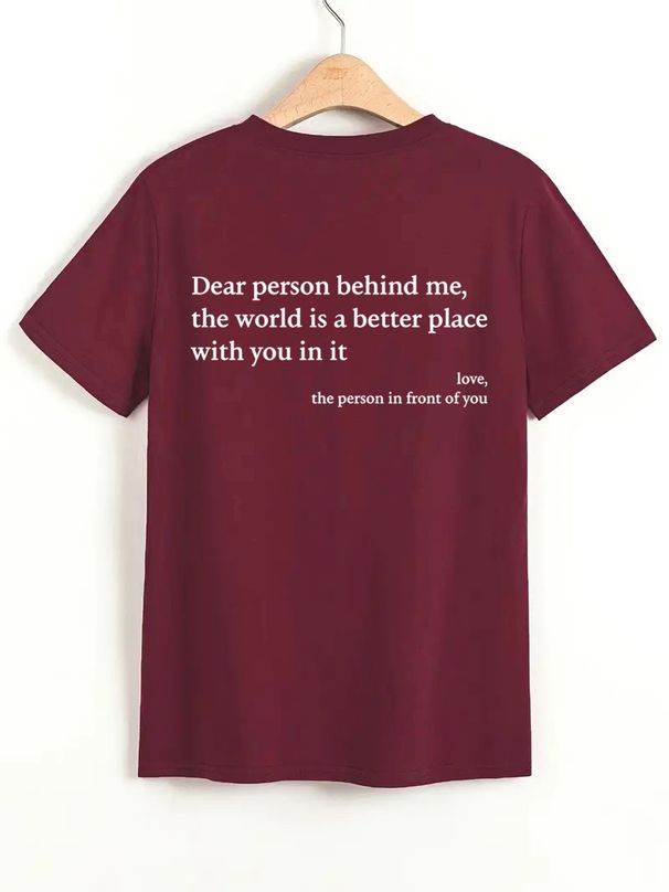 Women's Round Neck Slogan Print T-Shirt Short Sleeve Casual Versatile Lightweight Top_ecoleips.com