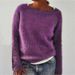 Oversized Solid Color Knit Sweater - Soft Long Sleeve Pullover Sweater Solid Color Static Version Basic Sweater Knitted Sweater Women's Long Sleeve_ecoleips.com