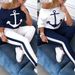 Women's Clothing Hot-selling Anchor Print Short-sleeved T-shirt Navy Sweatpants Ladies Casual Suit_ecoleips.com