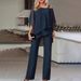 Women's Elegant Off-Shoulder Batwing Sleeve Top And Pants Set Casual Irregular Two Piece Spring Summer Autumn_ecoleips.com