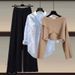 Women's Clothing Knitted Sweater Shirt Wide Leg Pants Three Piece Suit_ecoleips.com